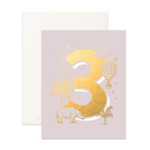 Number Cards: No. 3 Animals Greeting Card