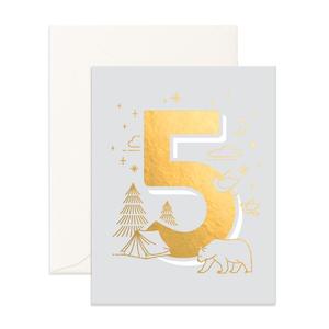 Number Cards: No. 5 Animals Greeting Card