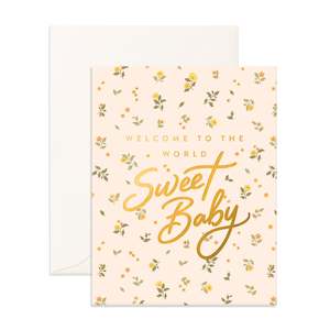 The Classic Baby Collection: Welcome Sweet Baby Broderie Greeting Card- PRE-ORDER (ARRIVING LATE FEB)
