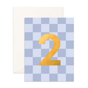 Number Cards: No. 2 Denim Check Greeting Card