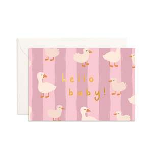 Hello Baby Ducks Pink Mini Greeting Card