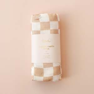 Caramel Check Organic Muslin Wrap Swaddle - SECONDS