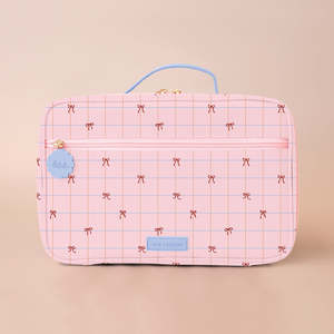 Gifts: Pink Grid Bows Large Lunch Bag - PRE-ORDER (OCTOBER)