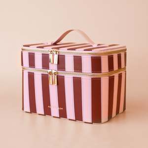 Teachers: Burgundy Stripe Vanity Case - 'The Classic' - SECONDS