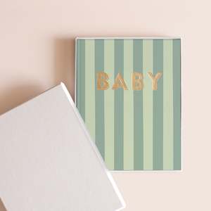Journals: Baby Book Sage Stripe Boxed - 3rd Edition