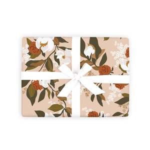Gift Wrap: Rose Magnolias Gift Wrap Flat Sheet - 12 Sheet Pack