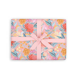 Wattle Gift Wrap Flat Sheet - 12 Sheet Pack