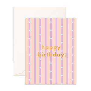 Valentines: Birthday Heart Stripe Greeting Card