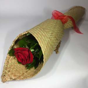 Single Flower Gifts Wellington: Red Rose Flax Wrap