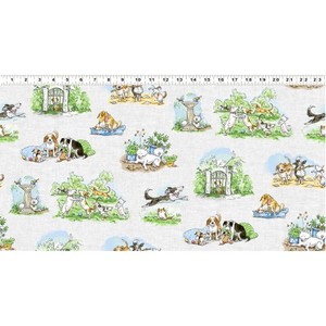 Animals & Birds: A Day In The Park – Dogs – White – by Anita Jeram – Clothworks