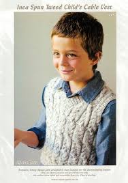 10 ply Yarn: Inca Spun Tweed Childs Cable Vest Pattern 1209