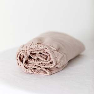 Sheets: Blush Pink Linen Cot Flat Sheet