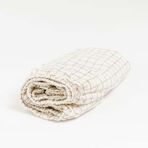 Malt Brown Grid Linen Cot/Bassinet Sheet