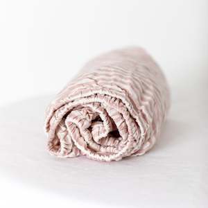 Pink Stripes Linen Cot/Bassinet Sheet