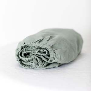 Sage Green Linen Cot/Bassinet Sheet