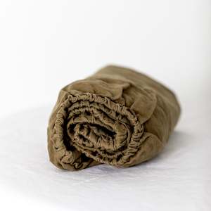 Olive Linen Cot/Bassinet Sheet