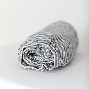 Cot Bassinet Sheets: Navy Stripes Linen Cot/Bassinet Sheet