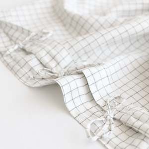 Cactus Grid Linen Cot Duvet