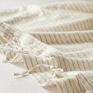 Cot Duvets: Tobacco Stripes Linen Cot Duvet
