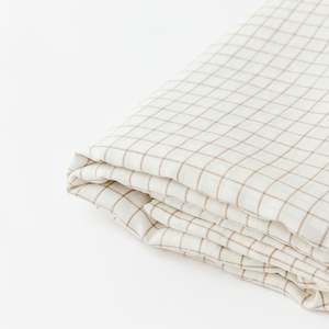Malt Brown Grid Linen Sheets Set