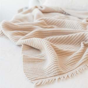 All Wool: Birch Ribbed Wool Throw Blanket