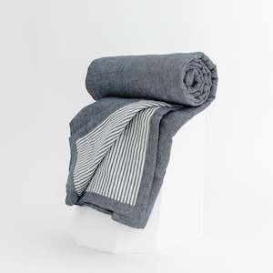 Pillowcases Quilts: Denim & Navy Stripes Linen Quilt