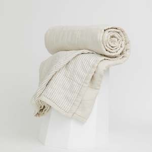 Pillowcases Quilts: Oat & Sand Stripes Linen Quilt