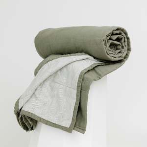 Cactus & Pinstripes Linen Quilt