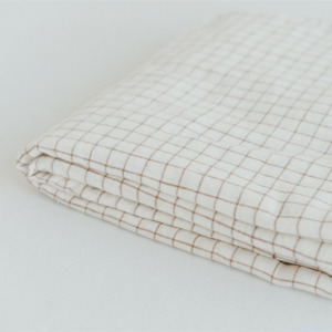 Malt Brown Grid Linen Single Fitted Sheet Sale