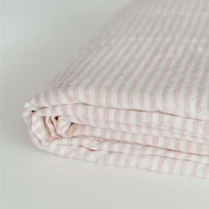 Flat Sheets: Pink Stripes Linen Single Flat Sheet Sale