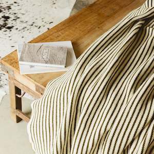 All Wool: Olive Stripes Wool Throw Blanket