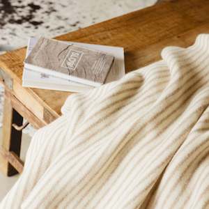 All Wool: Sand Stripes Wool Throw Blanket