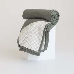 All Linen: Cactus & Cactus Grid Linen Cot Quilt