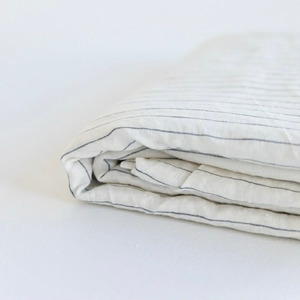 Fitted Sheets: Coastal Blue Stripes Linen Fitted Sheet