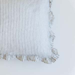 Ruffles Cushions: Ruffles Cushions in Grey Stripes