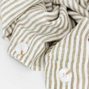 Duvets: Olive Stripes Linen Duvet