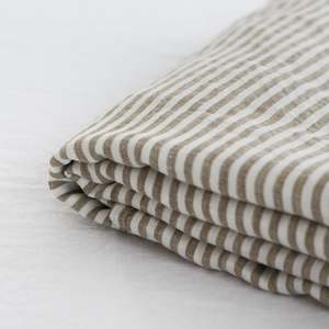 Sheet Sets: Olive Stripes Linen Sheets Set