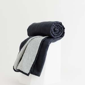 Quilts: Navy & Blue Stripes Linen Quilt