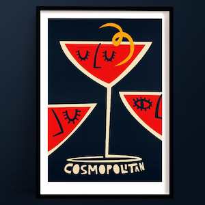 Cocktail Prints: Cosmopolitan Cocktail Print | Elegant Room Decor