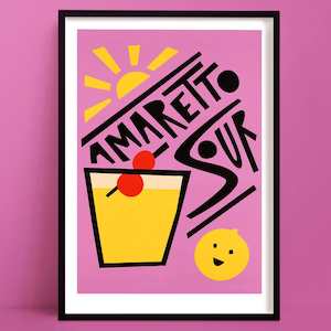 Amaretto Sour Print | Soft Pink and Lemon Yellow Art