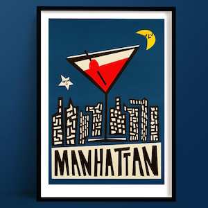 Cocktail Prints: Manhattan Cocktail Print | Moody Room Decor