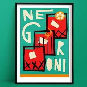 Cocktail Prints: Negroni Print | Bold Retro Wall Decor