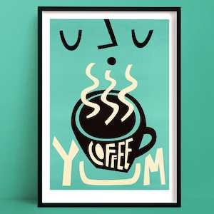Bestsellers Art Prints: Coffee Print | Teal Wall Art