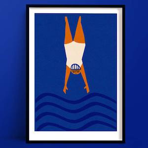Wild Swimming Print | Diver Wall Art