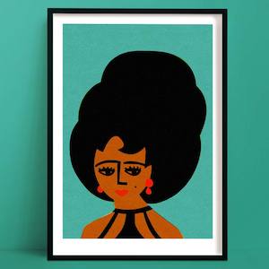 Portraits: Swinging 60's Girl Print | Teal Room Decor