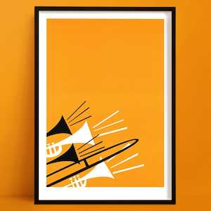 Mid Century Prints: Brass Instruments Print | Studio Wall Art