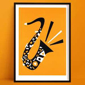 Mid Century Prints: Saxophone Print | Burnt Orange Decor