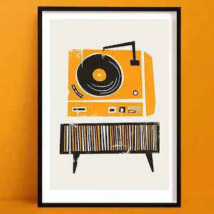 Mid Century Prints: Record Deck Print | Art for Vinyl Lovers