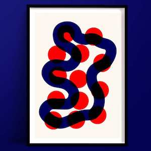 River Walk | Navy Blue and Orange Wall Art