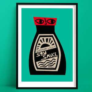 Kids Posters: Soy Sauce Print | Teal Wall Art